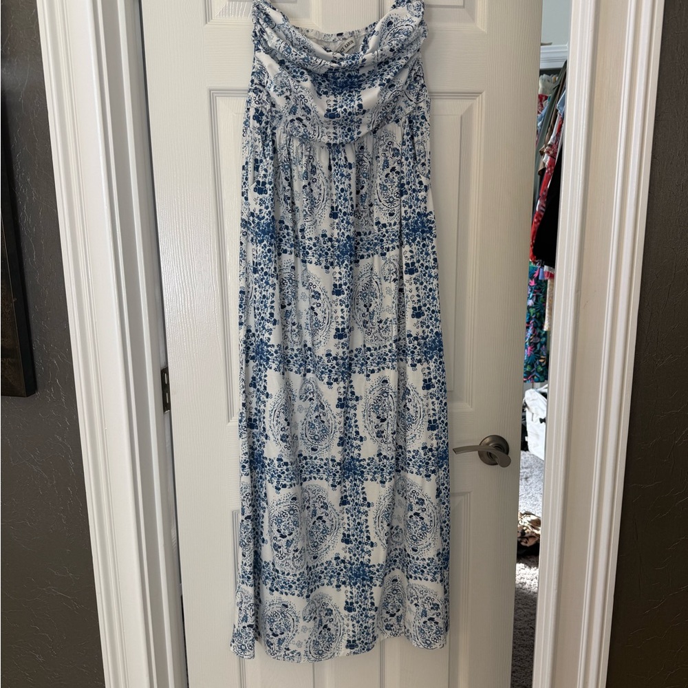 Grace Karin Blue and White Maxi Skirt